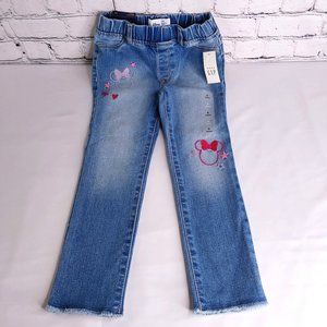 'GAP' HIGH STRETCH DENIM 'MINNIE' EMBROIDE RAW~EDGE JEGGING MEDIUM WASH SIZE 5